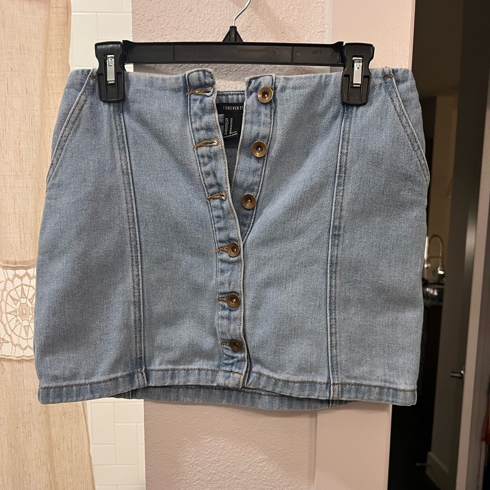 Forever 21 Light Blue Button-Front mini Skirt